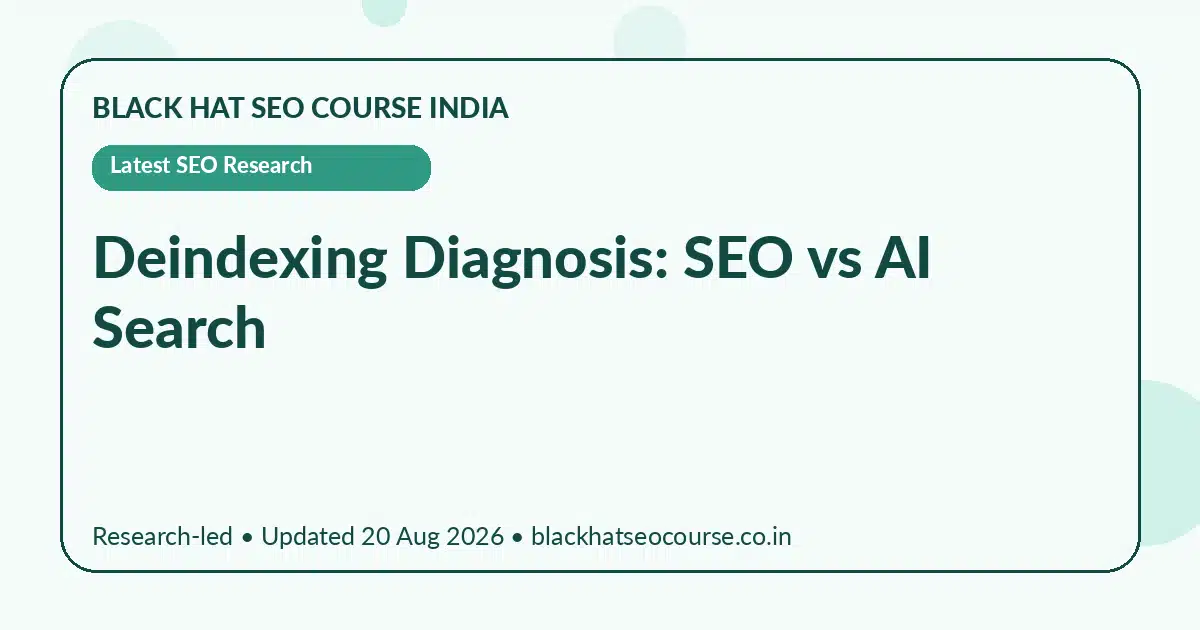 Deindexing Diagnosis: SEO vs AI Search Deindexing Diagnosis: SEO vs AI Search — Latest SEO Research visual guide