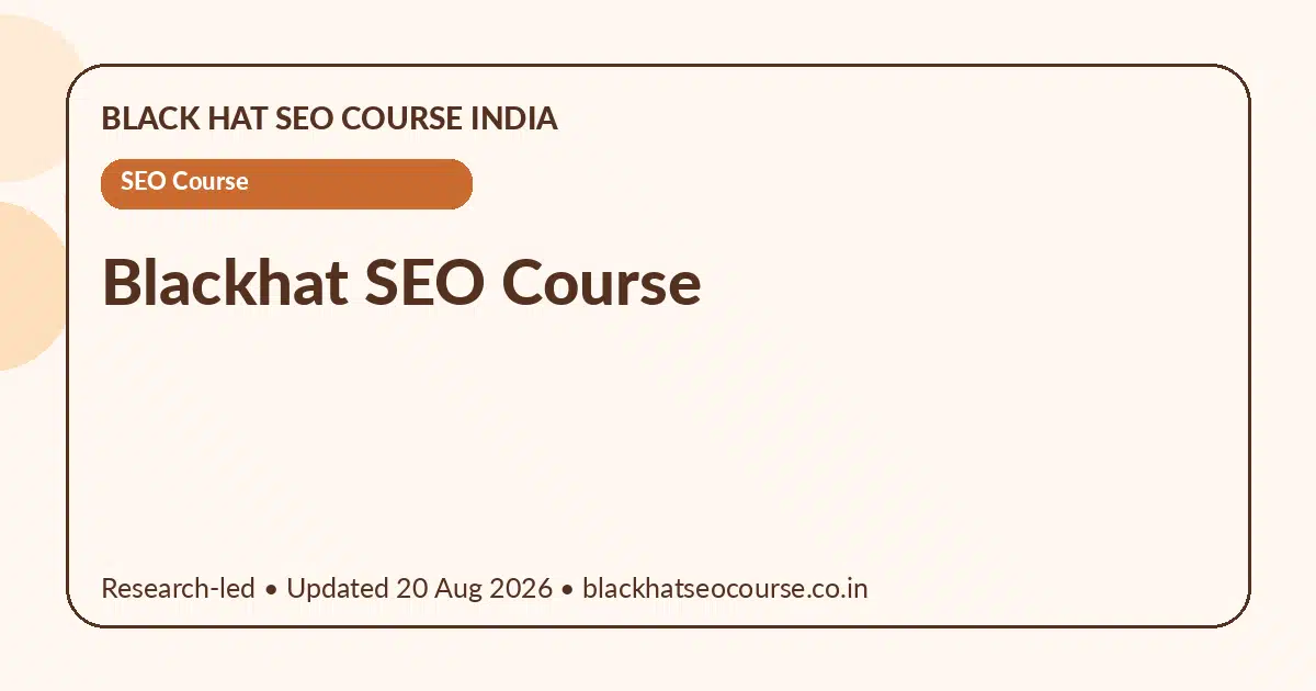 blackhat seo course — SEO Course visual guide