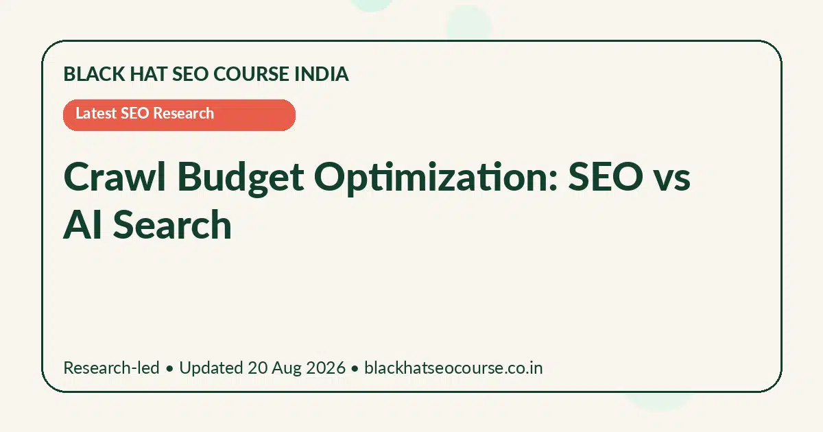 Crawl Budget Optimization: SEO vs AI Search — Latest SEO Research visual guide