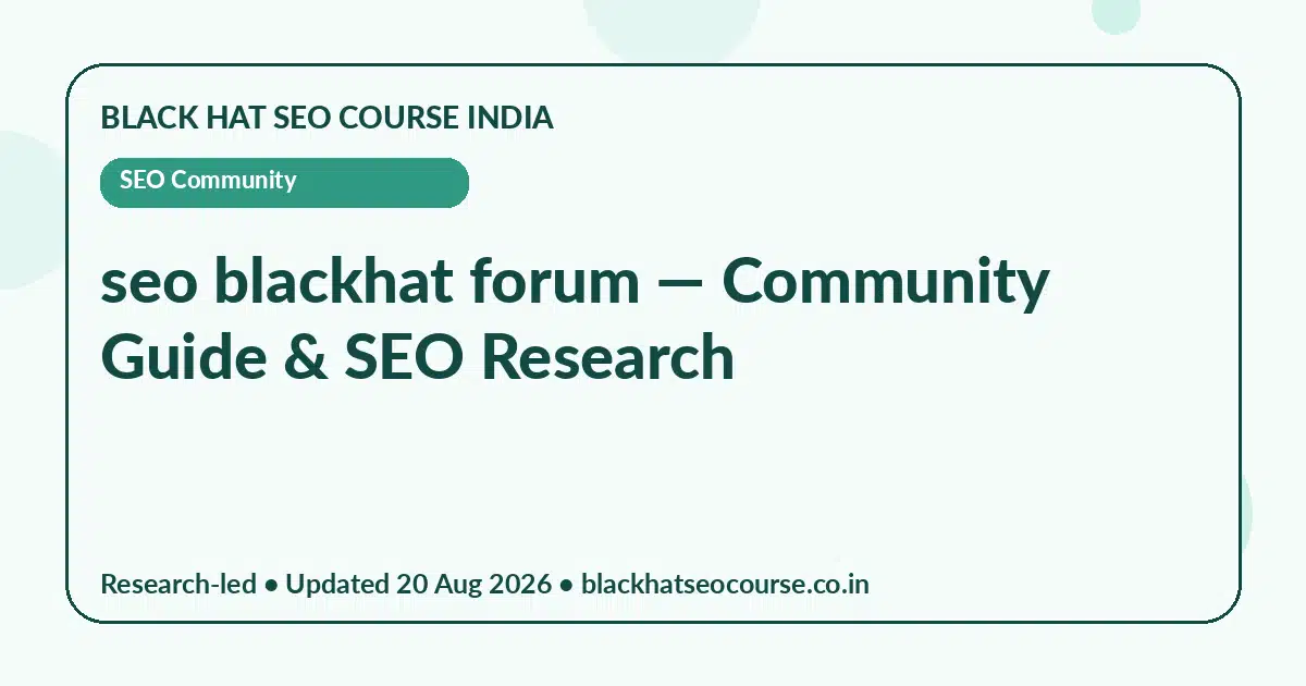 seo blackhat forum — SEO Community visual guide