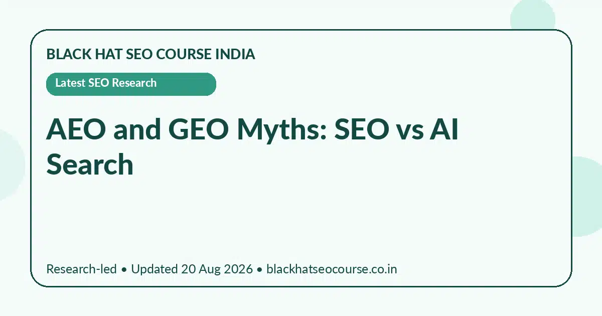 AEO and GEO Myths: SEO vs AI Search — Latest SEO Research visual guide
