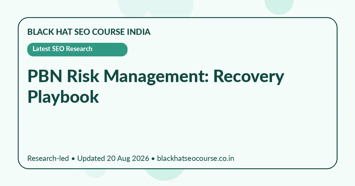 PBN Risk Management: Recovery Playbook PBN Risk Management: Recovery Playbook — Latest SEO Research visual guide