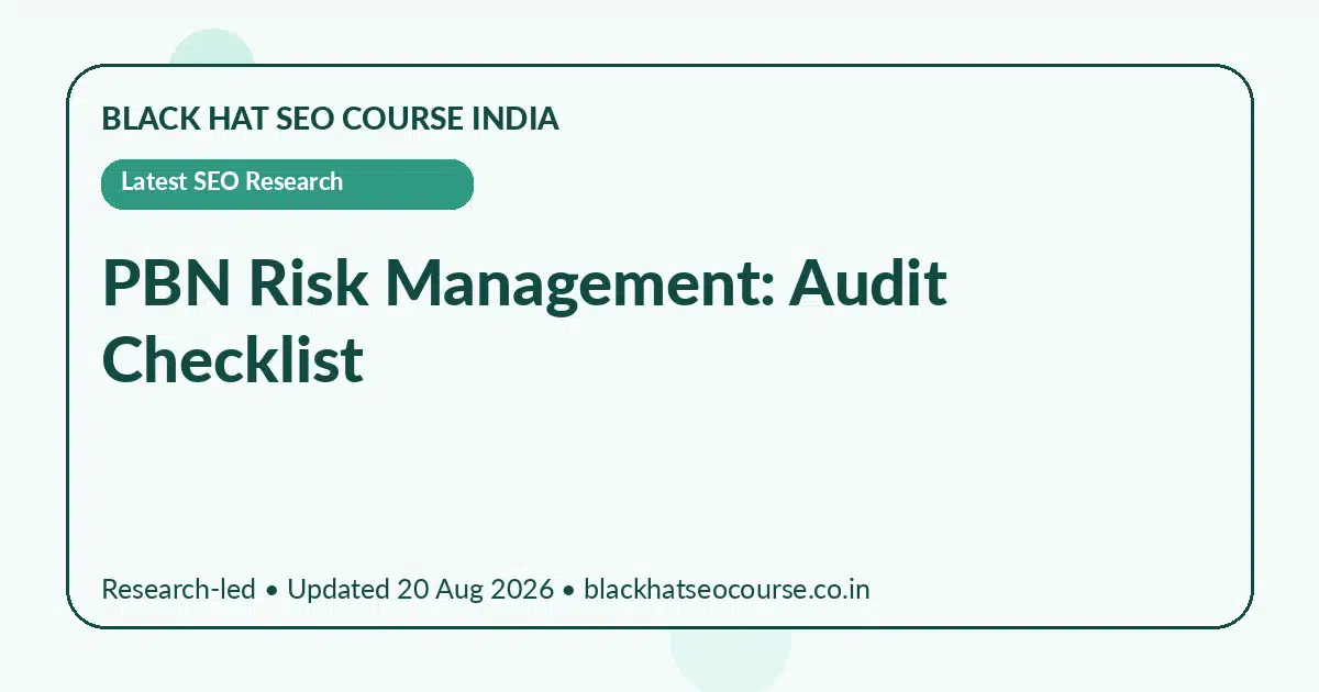 PBN Risk Management: Audit Checklist — Latest SEO Research visual guide