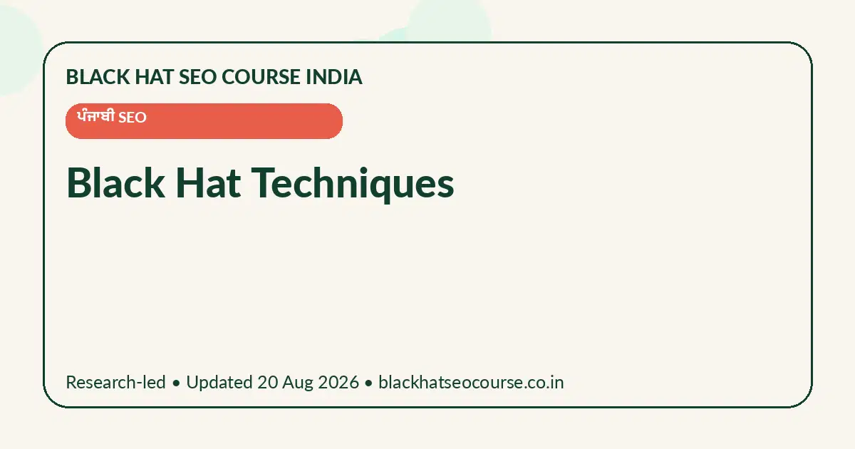 Black Hat Techniques — ਪੰਜਾਬੀ SEO visual guide