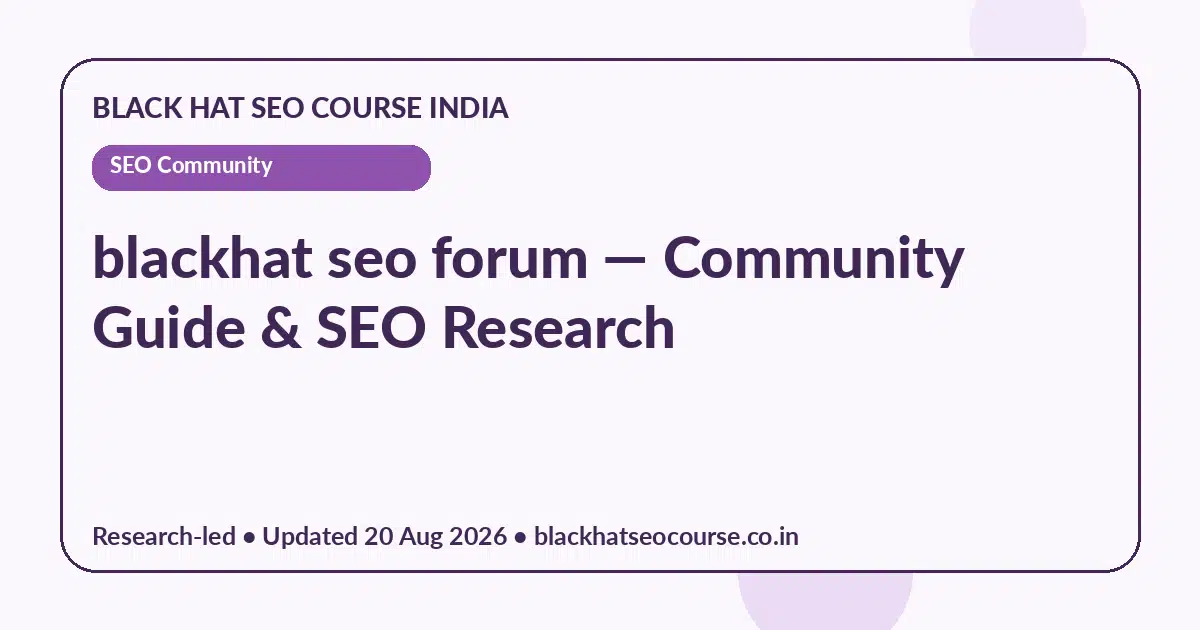 blackhat seo forum — SEO Community visual guide
