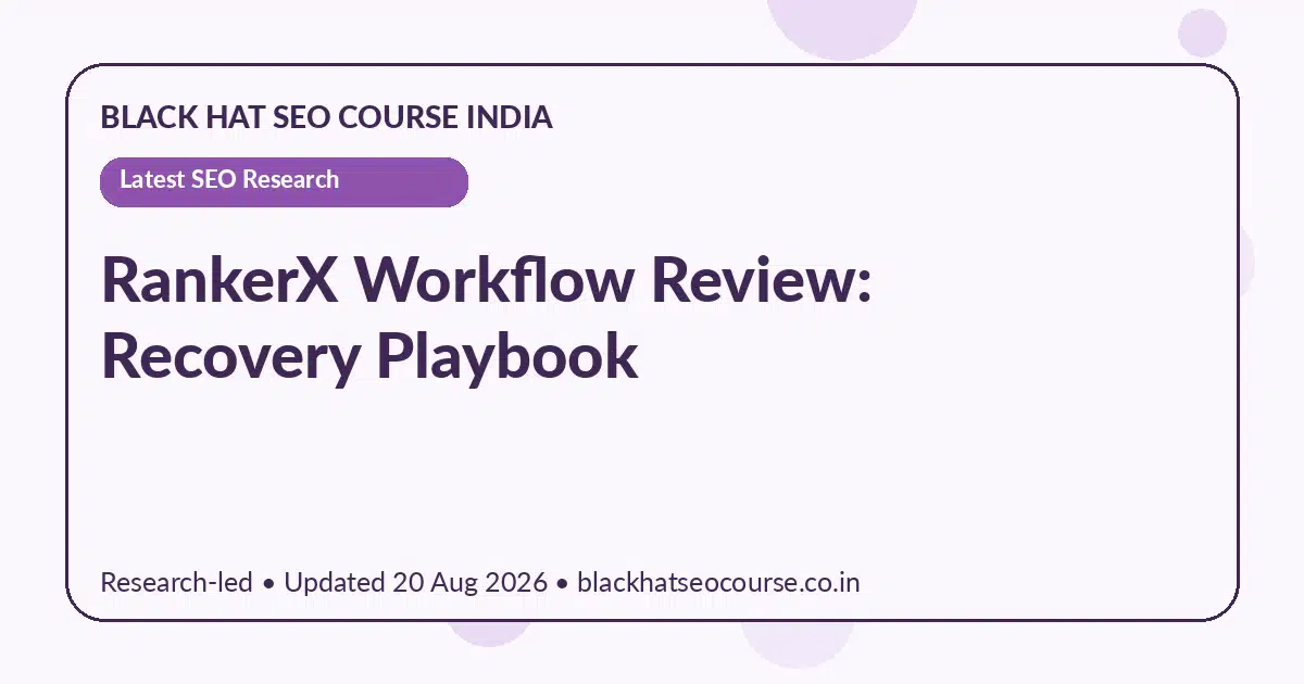 RankerX Workflow Review: Recovery Playbook RankerX Workflow Review: Recovery Playbook — Latest SEO Research visual guide