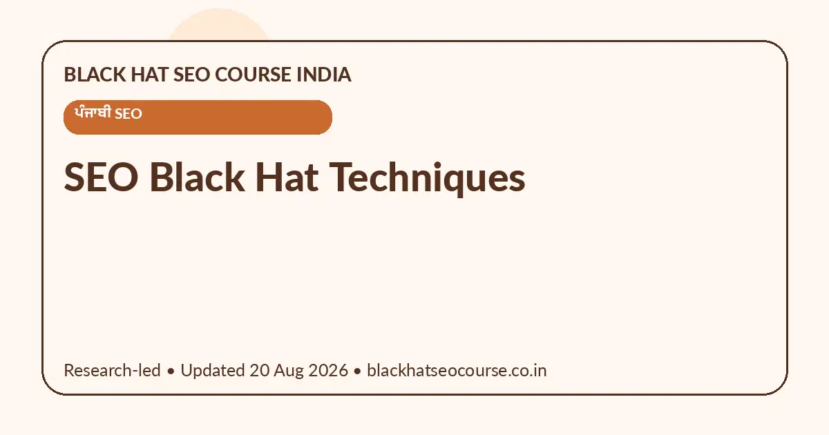 SEO Black Hat Techniques — ਪੰਜਾਬੀ SEO visual guide