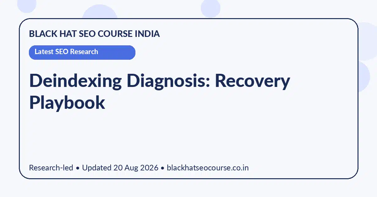 Deindexing Diagnosis: Recovery Playbook Deindexing Diagnosis: Recovery Playbook — Latest SEO Research visual guide