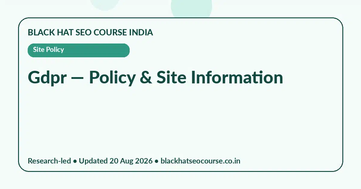 Gdpr — Site Policy visual guide