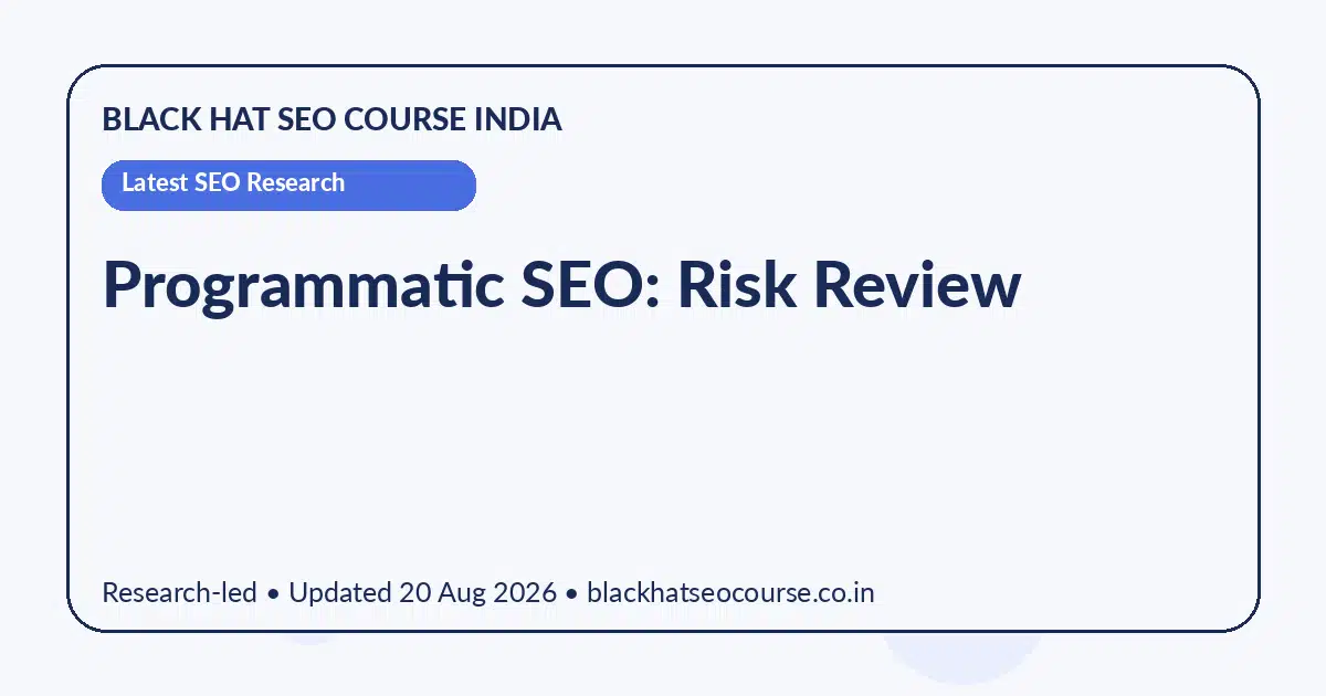Programmatic SEO: Risk Review Programmatic SEO: Risk Review — Latest SEO Research visual guide