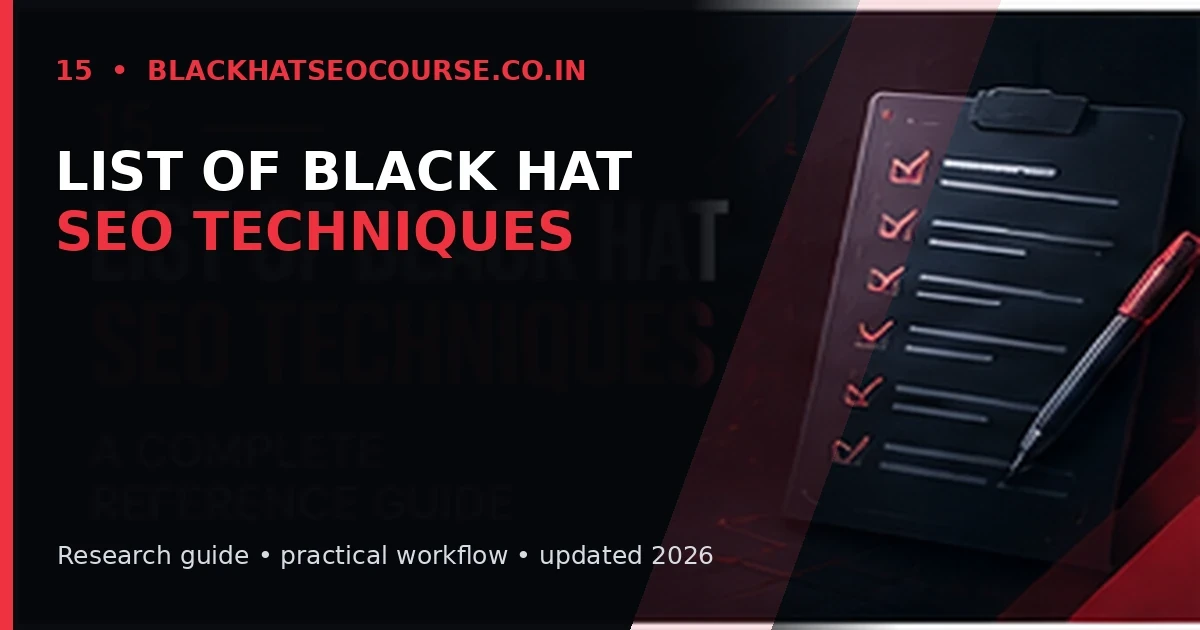List Of Black Hat SEO Techniques List Of Black Hat SEO Techniques — Latest SEO Research visual guide